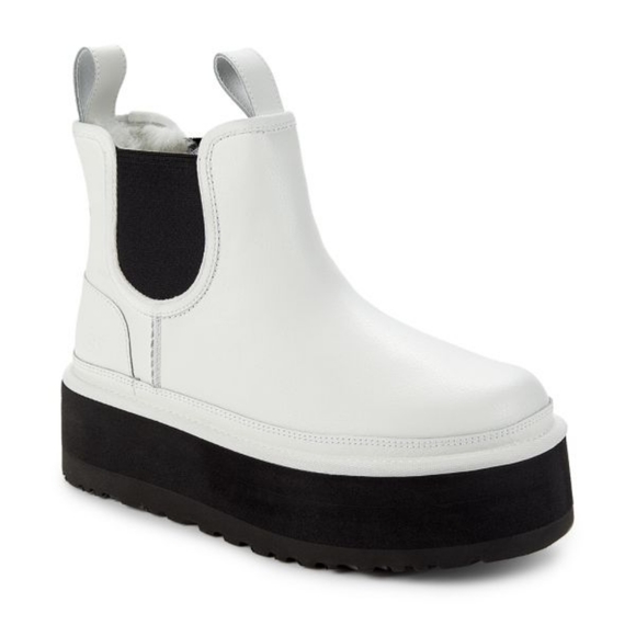 UGG NEUMEL SHEARLING PLATFORM CHELSEA BOOTS WHITE SZ 10 - Picture 3 of 17